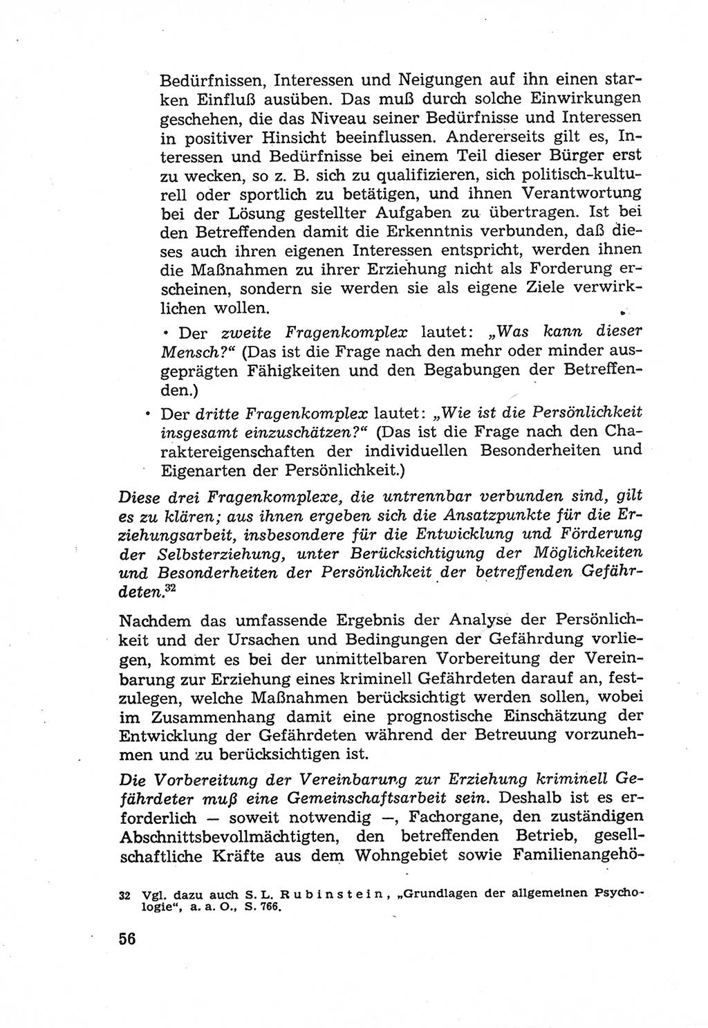 Die Wiedereingliederung Strafentlassener in das gesellschaftliche Leben [Deutsche Demokratische Republik (DDR)] und die Erziehung kriminell gefährdeter Bürger 1970, Seite 56 (Wiedereingl. Strafentl. DDR 1970, S. 56)