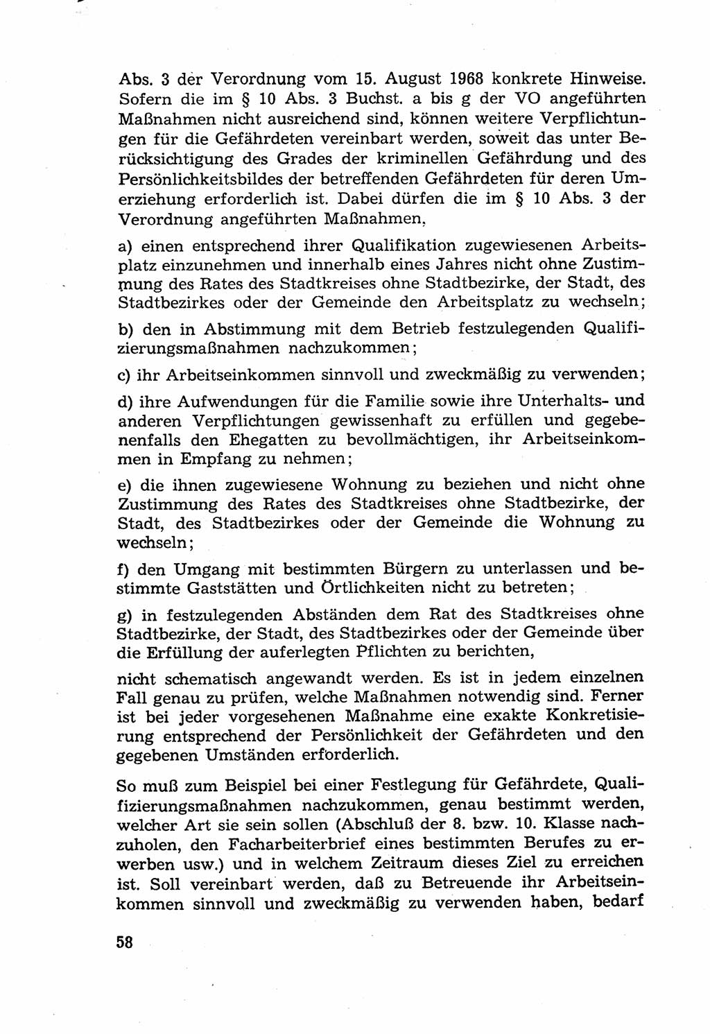 Die Wiedereingliederung Strafentlassener in das gesellschaftliche Leben [Deutsche Demokratische Republik (DDR)] und die Erziehung kriminell gefährdeter Bürger 1970, Seite 58 (Wiedereingl. Strafentl. DDR 1970, S. 58)