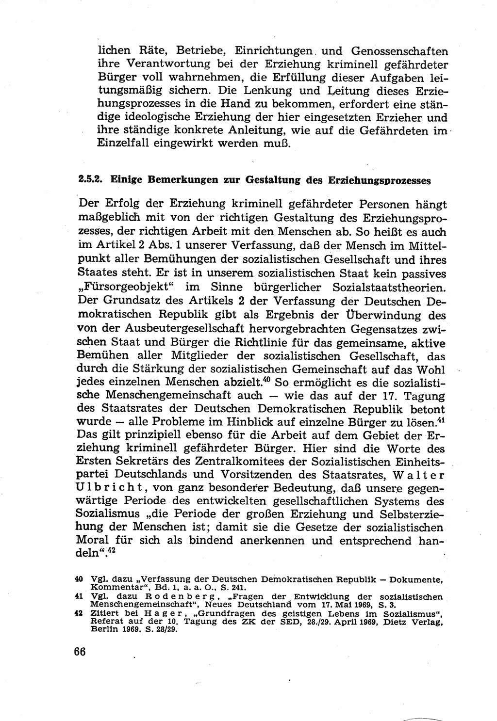 Die Wiedereingliederung Strafentlassener in das gesellschaftliche Leben [Deutsche Demokratische Republik (DDR)] und die Erziehung kriminell gefährdeter Bürger 1970, Seite 66 (Wiedereingl. Strafentl. DDR 1970, S. 66)