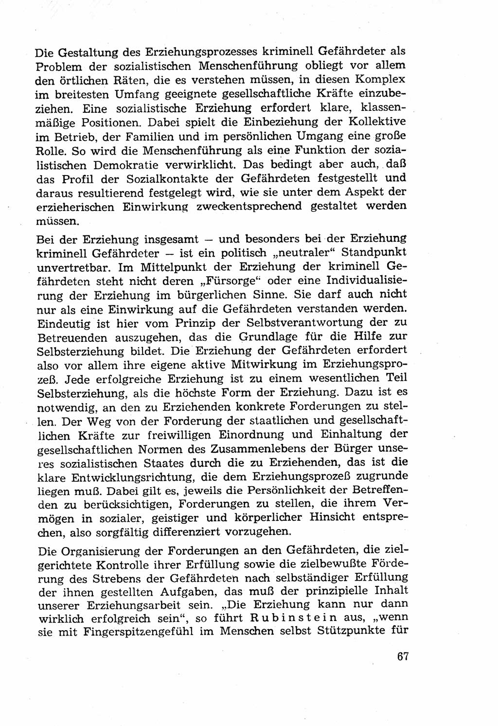 Die Wiedereingliederung Strafentlassener in das gesellschaftliche Leben [Deutsche Demokratische Republik (DDR)] und die Erziehung kriminell gefährdeter Bürger 1970, Seite 67 (Wiedereingl. Strafentl. DDR 1970, S. 67)