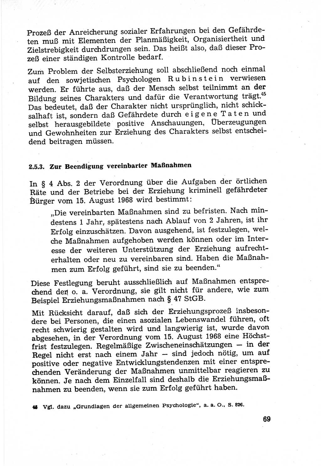 Die Wiedereingliederung Strafentlassener in das gesellschaftliche Leben [Deutsche Demokratische Republik (DDR)] und die Erziehung kriminell gefährdeter Bürger 1970, Seite 69 (Wiedereingl. Strafentl. DDR 1970, S. 69)