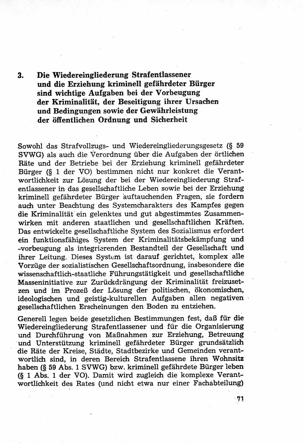 Die Wiedereingliederung Strafentlassener in das gesellschaftliche Leben [Deutsche Demokratische Republik (DDR)] und die Erziehung kriminell gefährdeter Bürger 1970, Seite 71 (Wiedereingl. Strafentl. DDR 1970, S. 71)