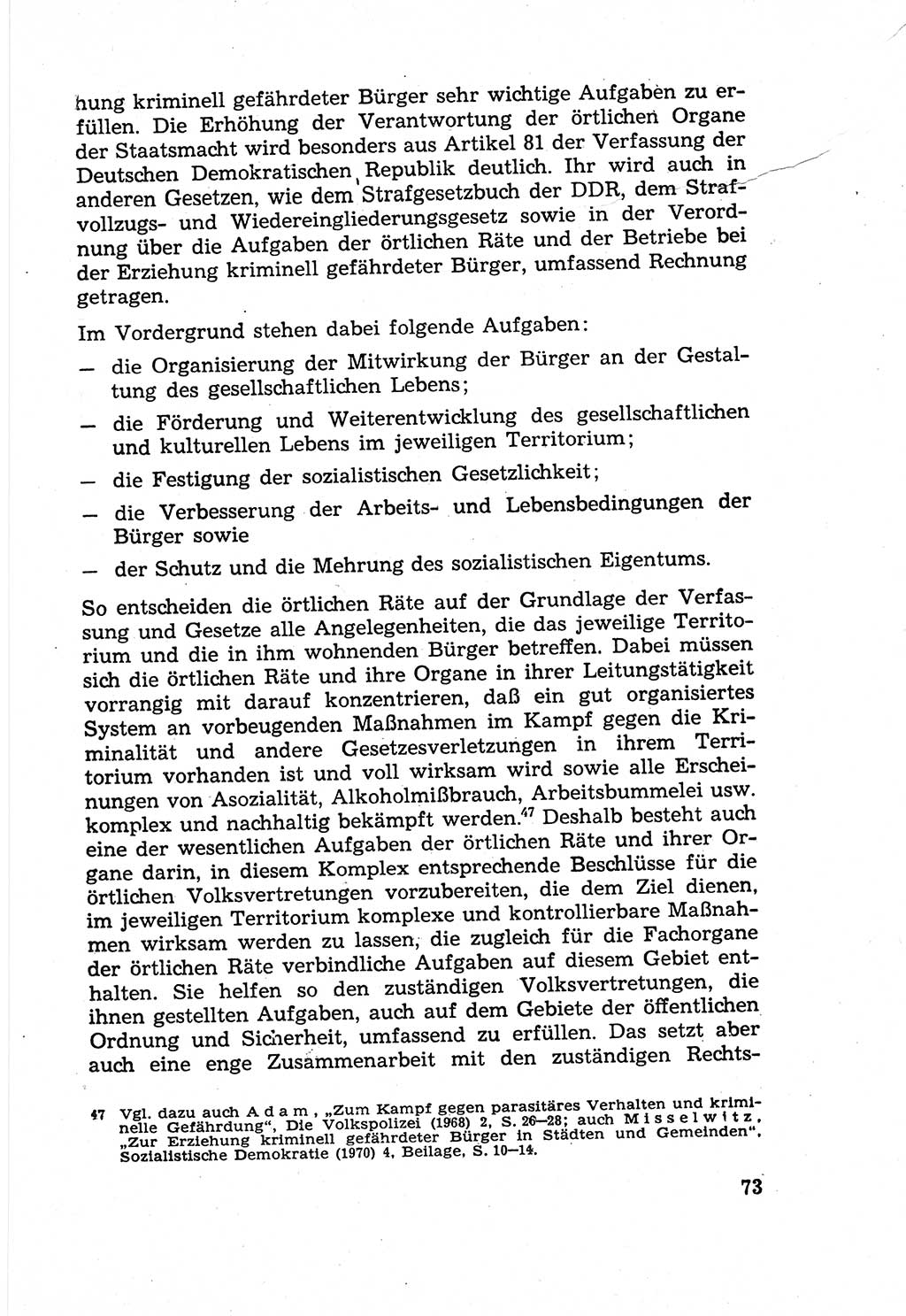 Die Wiedereingliederung Strafentlassener in das gesellschaftliche Leben [Deutsche Demokratische Republik (DDR)] und die Erziehung kriminell gefährdeter Bürger 1970, Seite 73 (Wiedereingl. Strafentl. DDR 1970, S. 73)