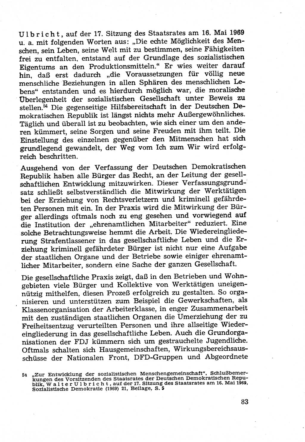 Die Wiedereingliederung Strafentlassener in das gesellschaftliche Leben [Deutsche Demokratische Republik (DDR)] und die Erziehung kriminell gefährdeter Bürger 1970, Seite 83 (Wiedereingl. Strafentl. DDR 1970, S. 83)