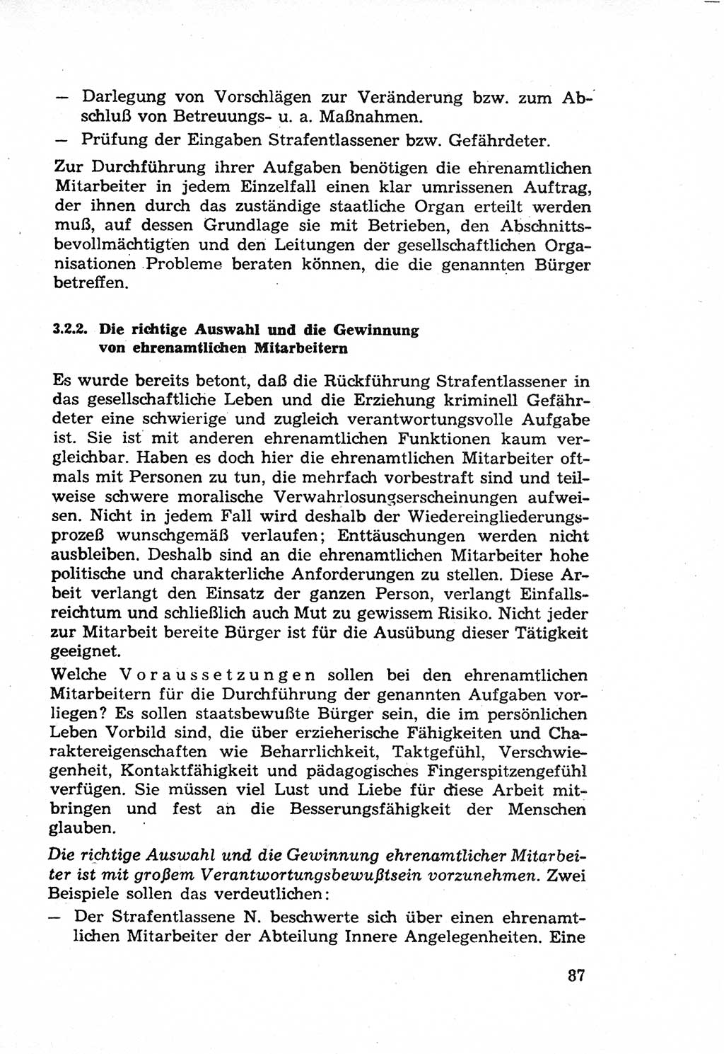 Die Wiedereingliederung Strafentlassener in das gesellschaftliche Leben [Deutsche Demokratische Republik (DDR)] und die Erziehung kriminell gefährdeter Bürger 1970, Seite 87 (Wiedereingl. Strafentl. DDR 1970, S. 87)