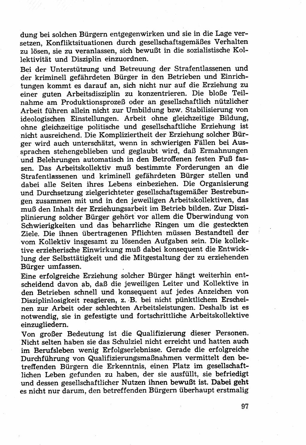 Die Wiedereingliederung Strafentlassener in das gesellschaftliche Leben [Deutsche Demokratische Republik (DDR)] und die Erziehung kriminell gefährdeter Bürger 1970, Seite 97 (Wiedereingl. Strafentl. DDR 1970, S. 97)