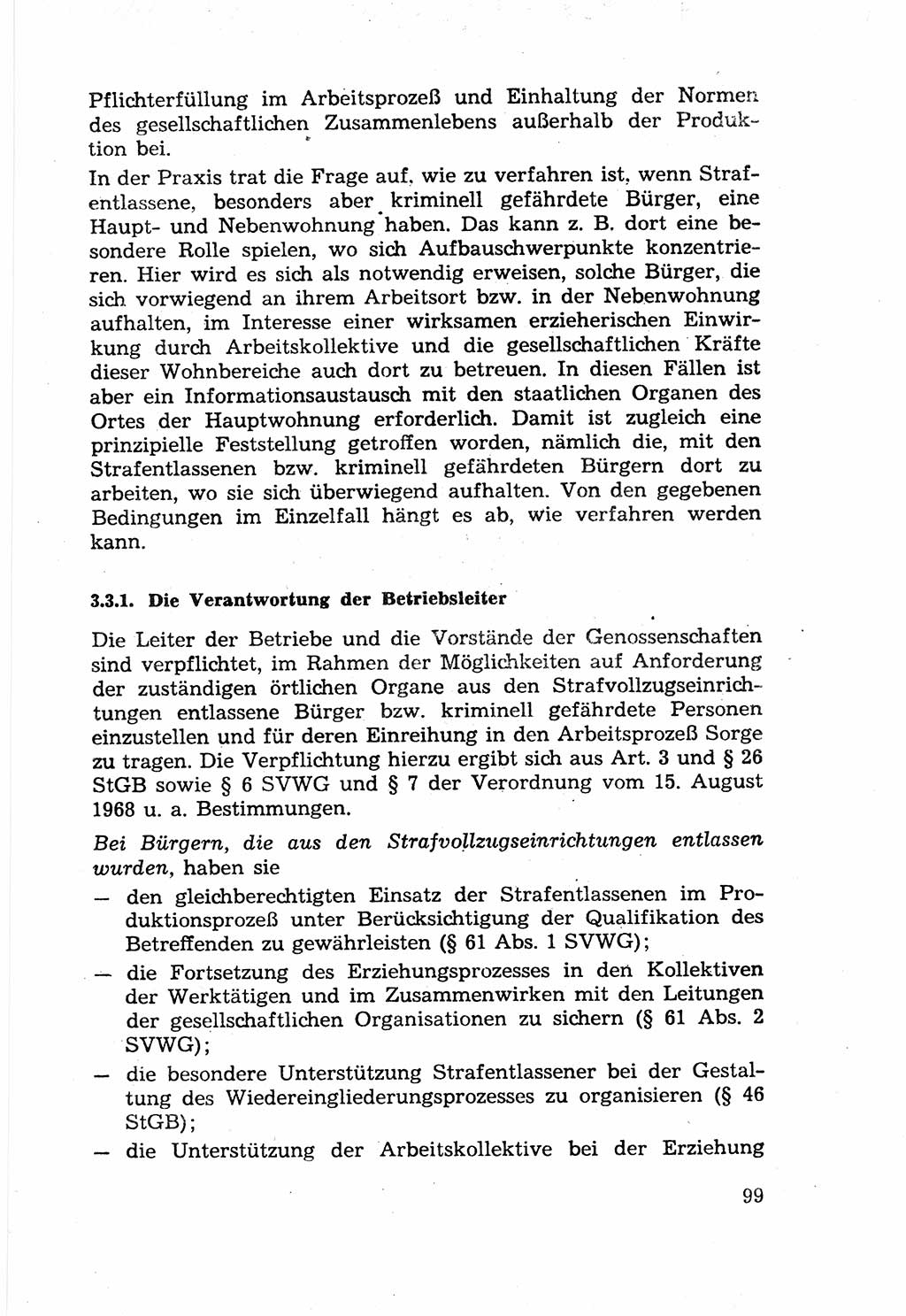 Die Wiedereingliederung Strafentlassener in das gesellschaftliche Leben [Deutsche Demokratische Republik (DDR)] und die Erziehung kriminell gefährdeter Bürger 1970, Seite 99 (Wiedereingl. Strafentl. DDR 1970, S. 99)