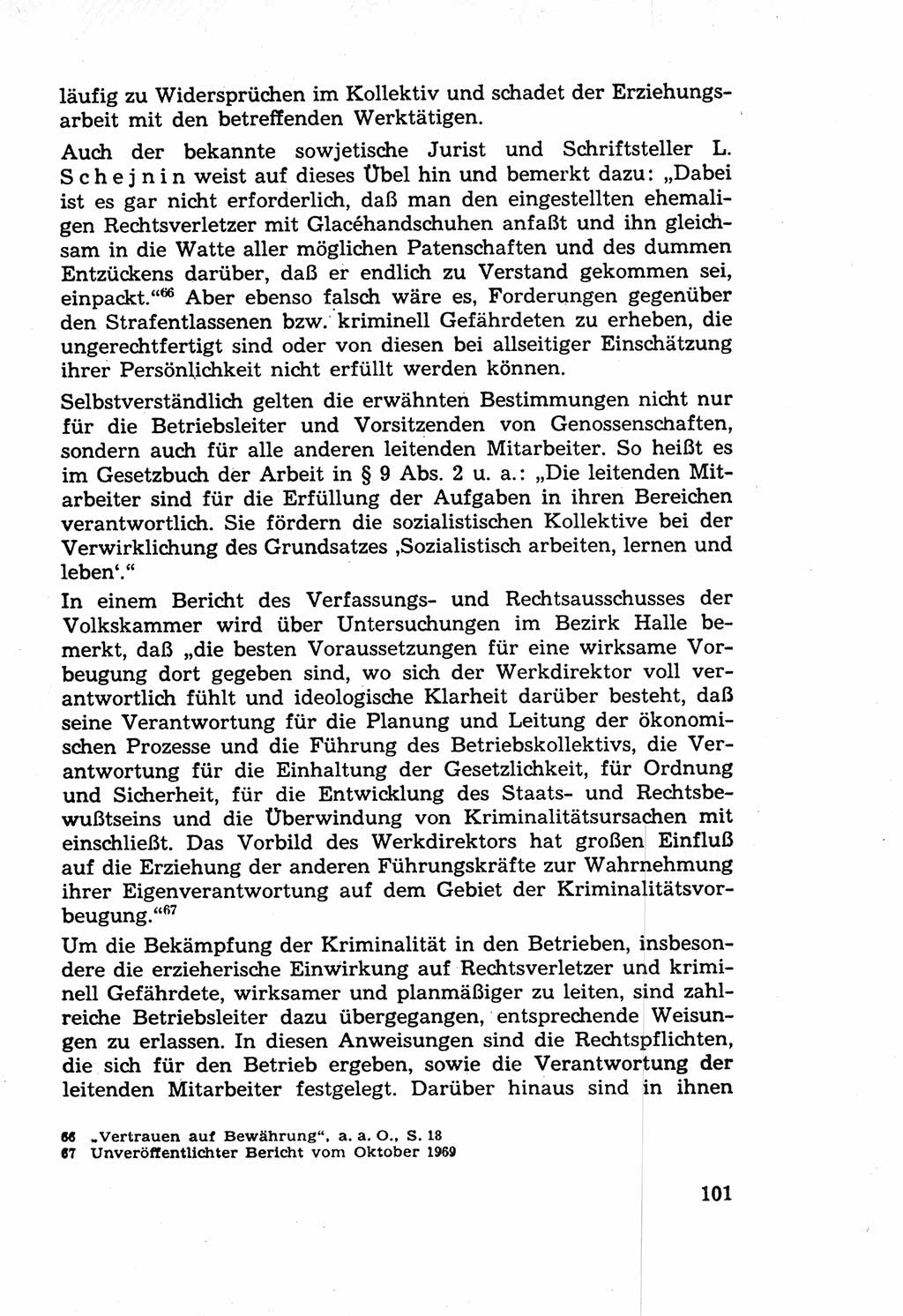 Die Wiedereingliederung Strafentlassener in das gesellschaftliche Leben [Deutsche Demokratische Republik (DDR)] und die Erziehung kriminell gefährdeter Bürger 1970, Seite 101 (Wiedereingl. Strafentl. DDR 1970, S. 101)