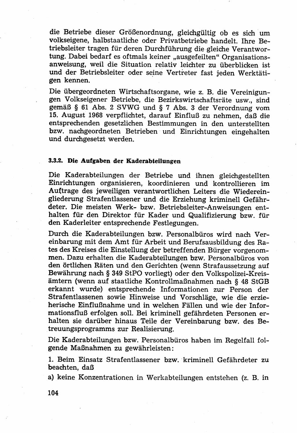 Die Wiedereingliederung Strafentlassener in das gesellschaftliche Leben [Deutsche Demokratische Republik (DDR)] und die Erziehung kriminell gefährdeter Bürger 1970, Seite 104 (Wiedereingl. Strafentl. DDR 1970, S. 104)