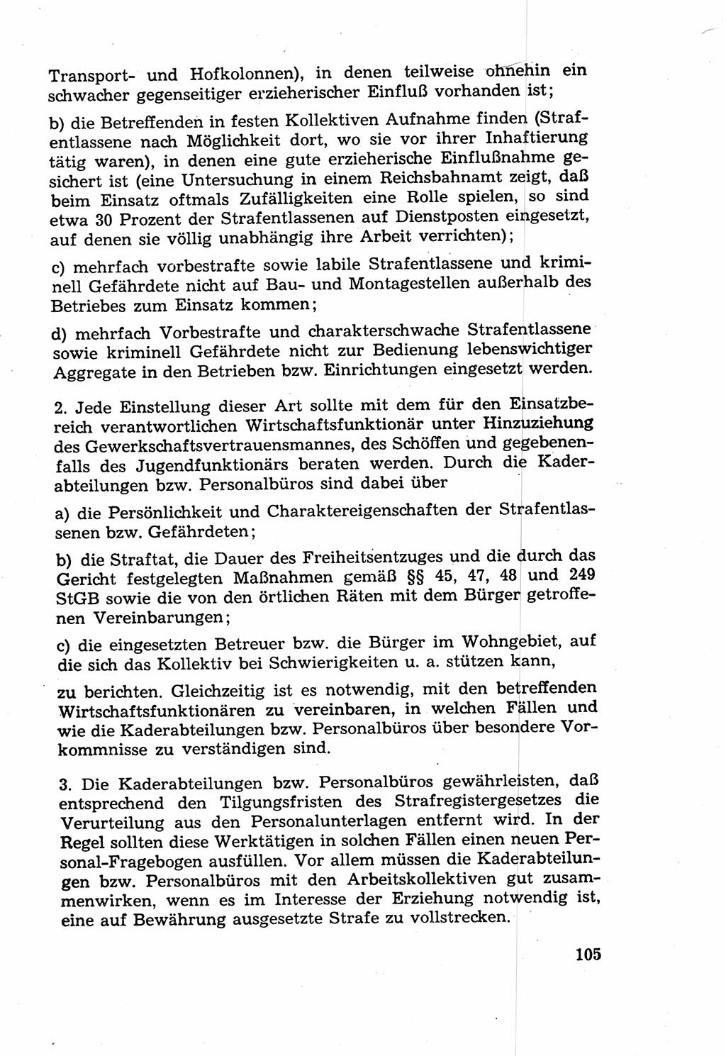 Die Wiedereingliederung Strafentlassener in das gesellschaftliche Leben [Deutsche Demokratische Republik (DDR)] und die Erziehung kriminell gefährdeter Bürger 1970, Seite 105 (Wiedereingl. Strafentl. DDR 1970, S. 105)