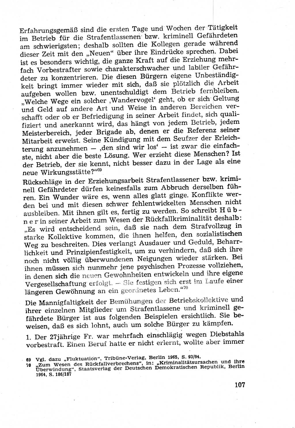 Die Wiedereingliederung Strafentlassener in das gesellschaftliche Leben [Deutsche Demokratische Republik (DDR)] und die Erziehung kriminell gefährdeter Bürger 1970, Seite 107 (Wiedereingl. Strafentl. DDR 1970, S. 107)