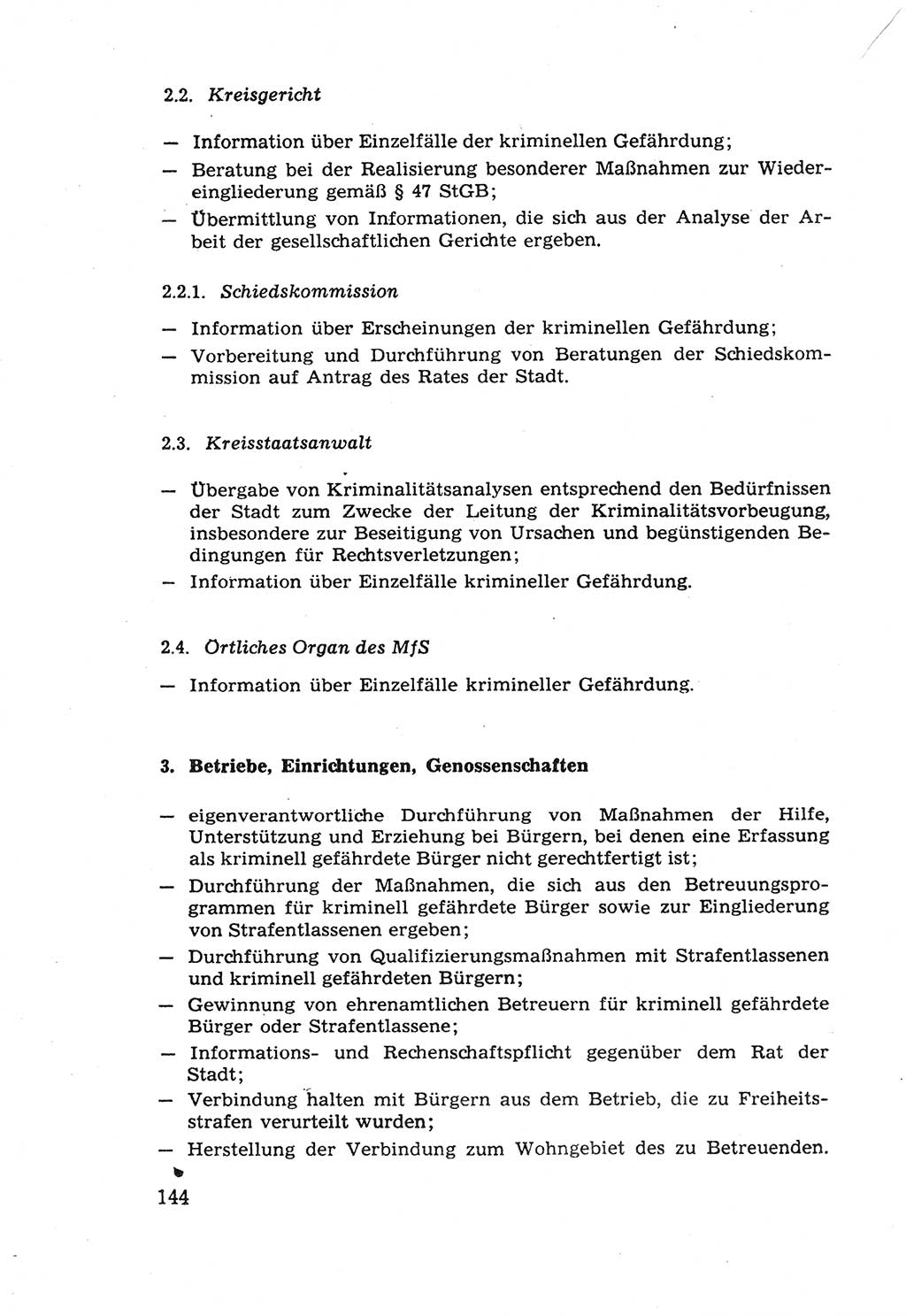 Die Wiedereingliederung Strafentlassener in das gesellschaftliche Leben [Deutsche Demokratische Republik (DDR)] und die Erziehung kriminell gefährdeter Bürger 1970, Seite 144 (Wiedereingl. Strafentl. DDR 1970, S. 144)