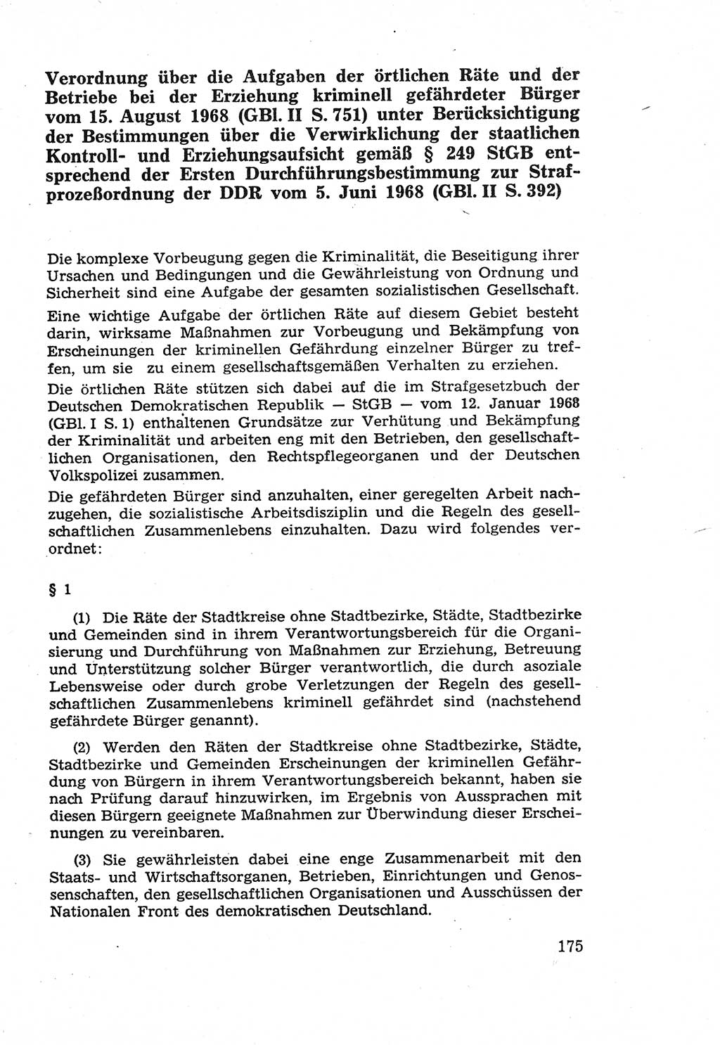 Die Wiedereingliederung Strafentlassener in das gesellschaftliche Leben [Deutsche Demokratische Republik (DDR)] und die Erziehung kriminell gefährdeter Bürger 1970, Seite 175 (Wiedereingl. Strafentl. DDR 1970, S. 175)