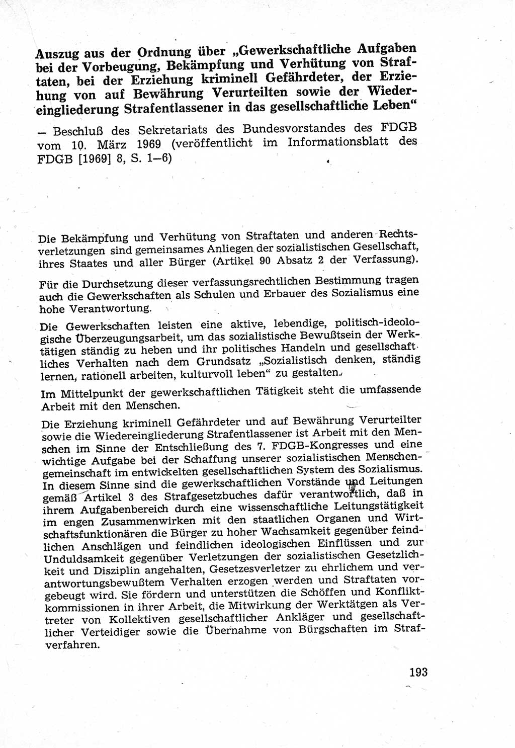 Die Wiedereingliederung Strafentlassener in das gesellschaftliche Leben [Deutsche Demokratische Republik (DDR)] und die Erziehung kriminell gefährdeter Bürger 1970, Seite 193 (Wiedereingl. Strafentl. DDR 1970, S. 193)