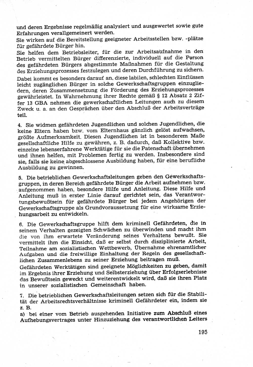 Die Wiedereingliederung Strafentlassener in das gesellschaftliche Leben [Deutsche Demokratische Republik (DDR)] und die Erziehung kriminell gefährdeter Bürger 1970, Seite 195 (Wiedereingl. Strafentl. DDR 1970, S. 195)