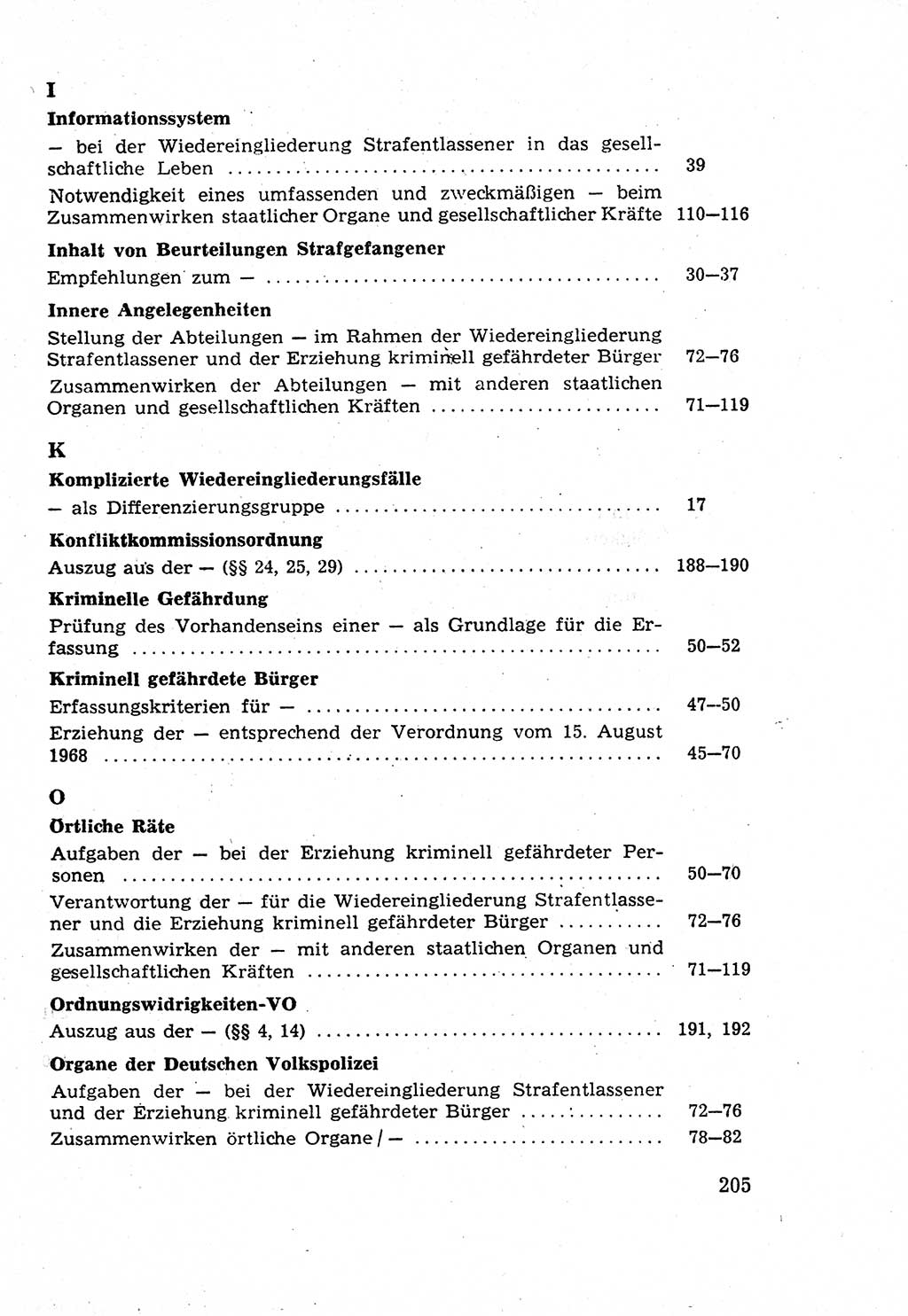 Die Wiedereingliederung Strafentlassener in das gesellschaftliche Leben [Deutsche Demokratische Republik (DDR)] und die Erziehung kriminell gefährdeter Bürger 1970, Seite 205 (Wiedereingl. Strafentl. DDR 1970, S. 205)