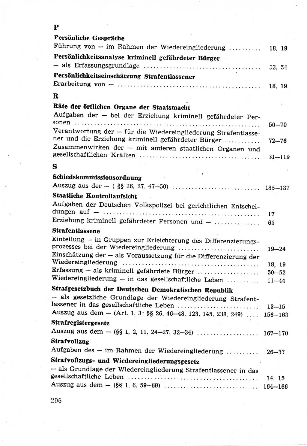 Die Wiedereingliederung Strafentlassener in das gesellschaftliche Leben [Deutsche Demokratische Republik (DDR)] und die Erziehung kriminell gefährdeter Bürger 1970, Seite 206 (Wiedereingl. Strafentl. DDR 1970, S. 206)