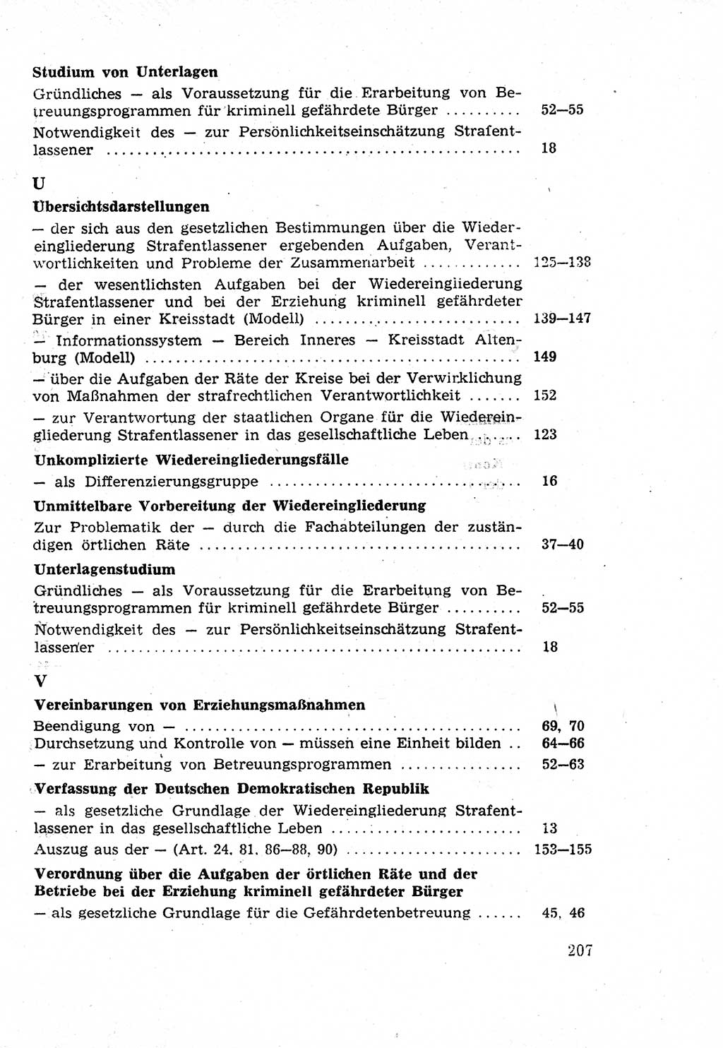 Die Wiedereingliederung Strafentlassener in das gesellschaftliche Leben [Deutsche Demokratische Republik (DDR)] und die Erziehung kriminell gefährdeter Bürger 1970, Seite 207 (Wiedereingl. Strafentl. DDR 1970, S. 207)