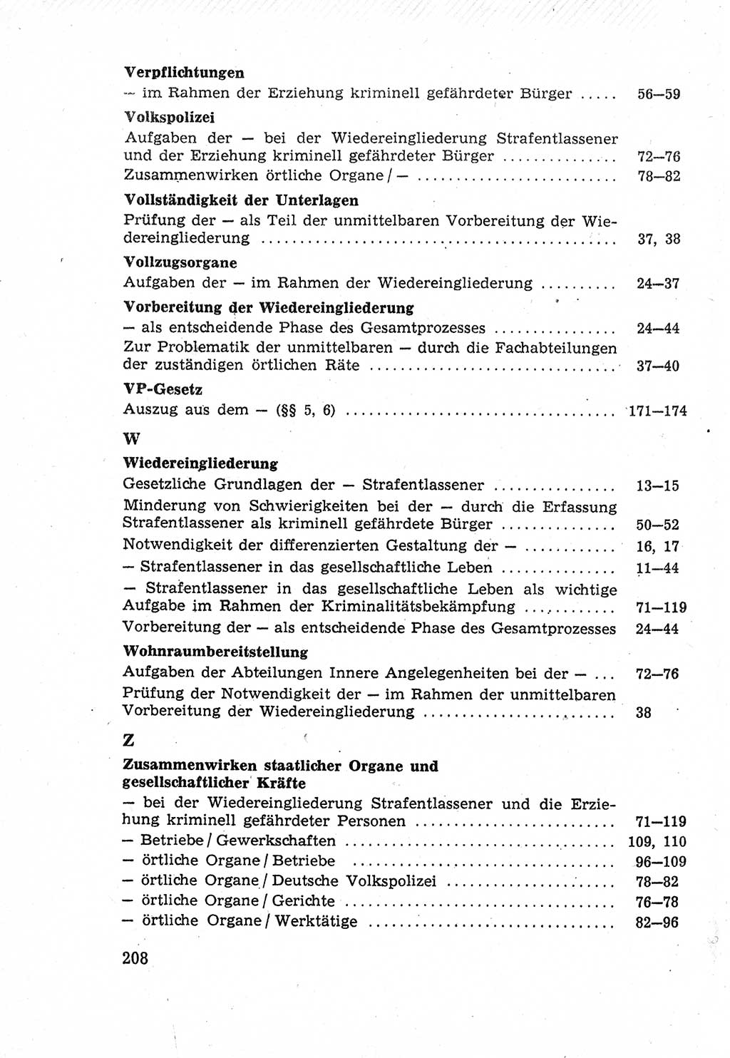 Die Wiedereingliederung Strafentlassener in das gesellschaftliche Leben [Deutsche Demokratische Republik (DDR)] und die Erziehung kriminell gefährdeter Bürger 1970, Seite 208 (Wiedereingl. Strafentl. DDR 1970, S. 208)
