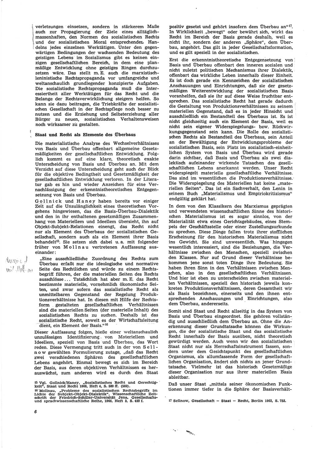 Neue Justiz (NJ), Zeitschrift für Recht und Rechtswissenschaft [Deutsche Demokratische Republik (DDR)], 24. Jahrgang 1970, Seite 6 (NJ DDR 1970, S. 6)