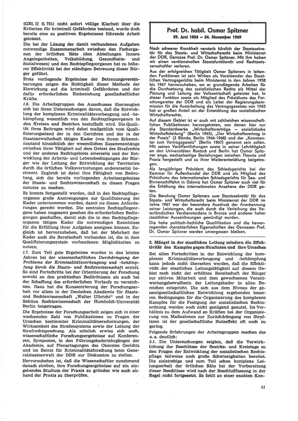 Neue Justiz (NJ), Zeitschrift für Recht und Rechtswissenschaft [Deutsche Demokratische Republik (DDR)], 24. Jahrgang 1970, Seite 11 (NJ DDR 1970, S. 11)