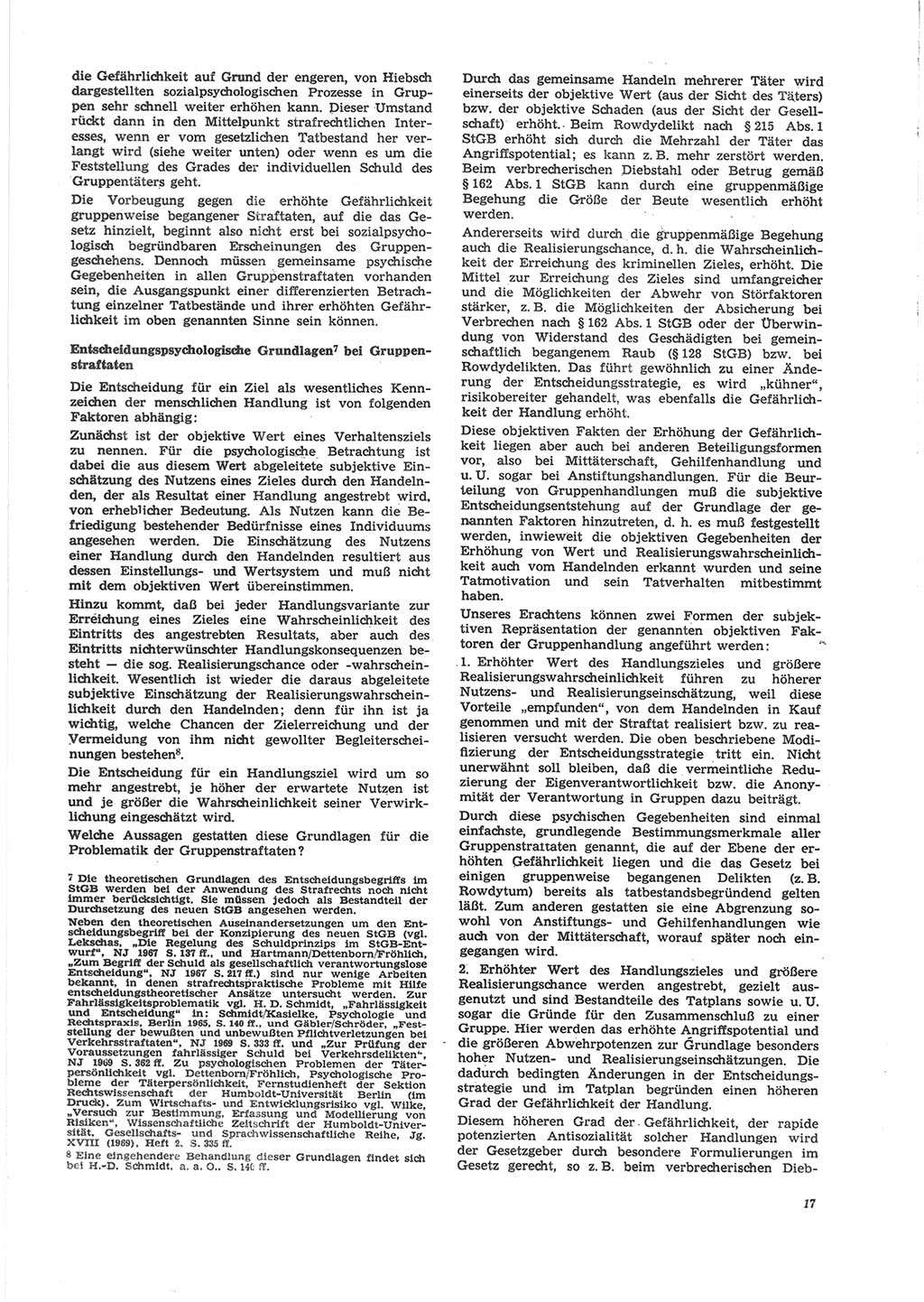 Neue Justiz (NJ), Zeitschrift für Recht und Rechtswissenschaft [Deutsche Demokratische Republik (DDR)], 24. Jahrgang 1970, Seite 17 (NJ DDR 1970, S. 17)