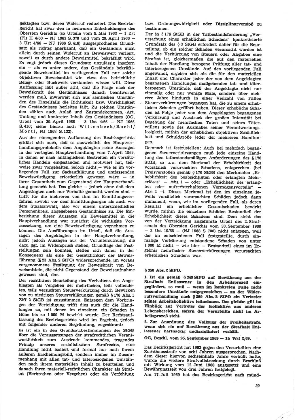 Neue Justiz (NJ), Zeitschrift für Recht und Rechtswissenschaft [Deutsche Demokratische Republik (DDR)], 24. Jahrgang 1970, Seite 29 (NJ DDR 1970, S. 29)
