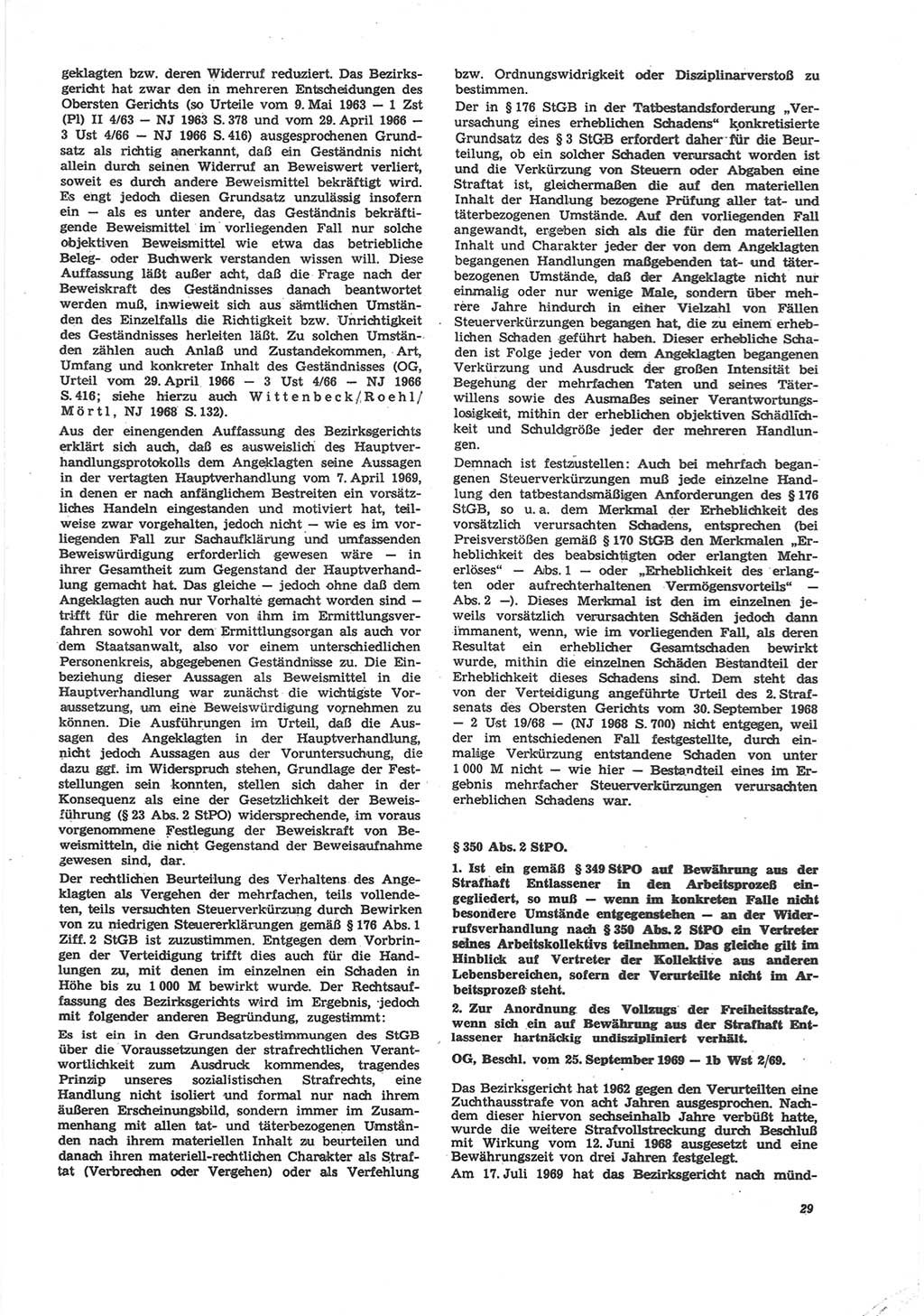 Neue Justiz (NJ), Zeitschrift für Recht und Rechtswissenschaft [Deutsche Demokratische Republik (DDR)], 24. Jahrgang 1970, Seite 29 (NJ DDR 1970, S. 29)