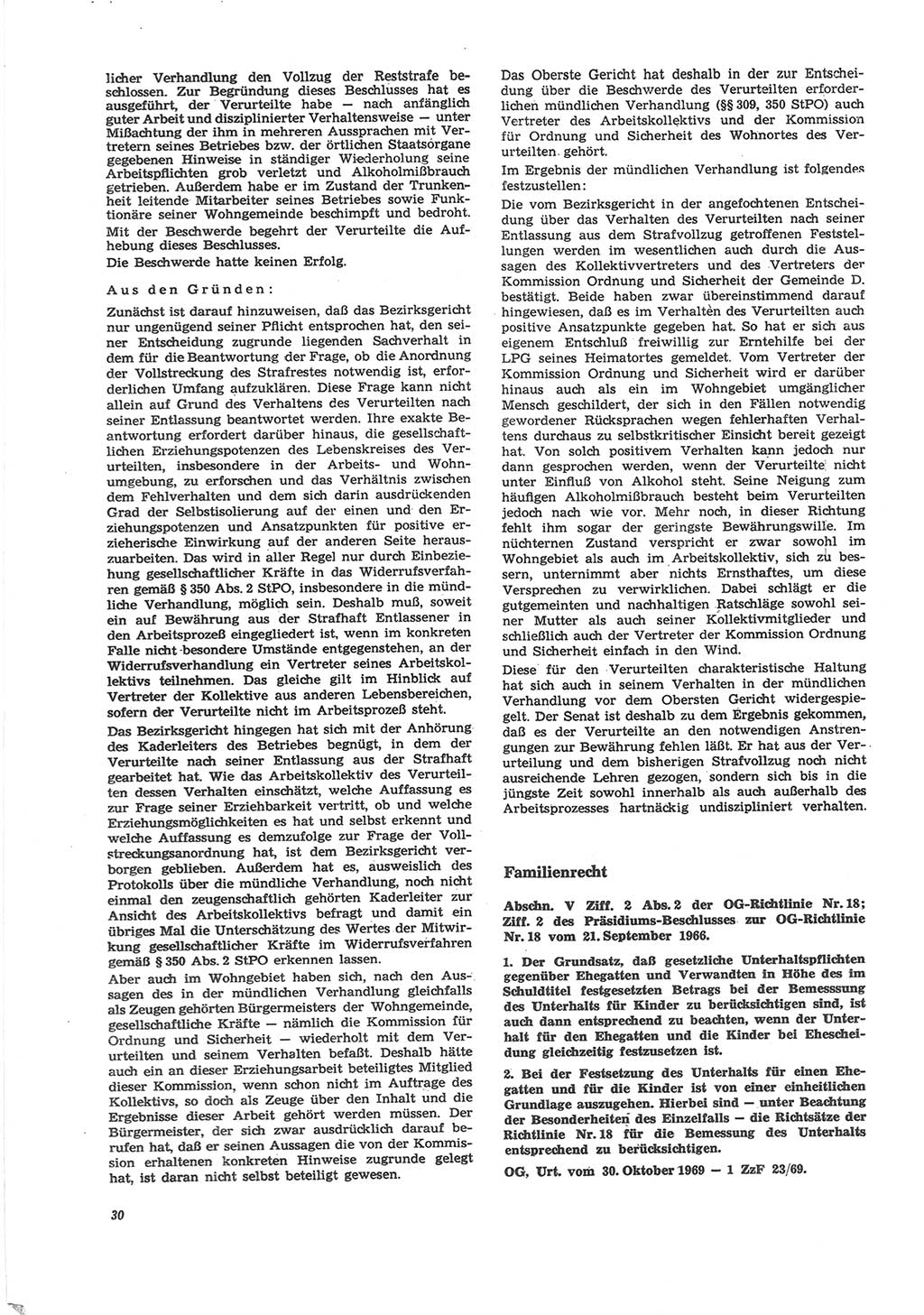 Neue Justiz (NJ), Zeitschrift für Recht und Rechtswissenschaft [Deutsche Demokratische Republik (DDR)], 24. Jahrgang 1970, Seite 30 (NJ DDR 1970, S. 30)