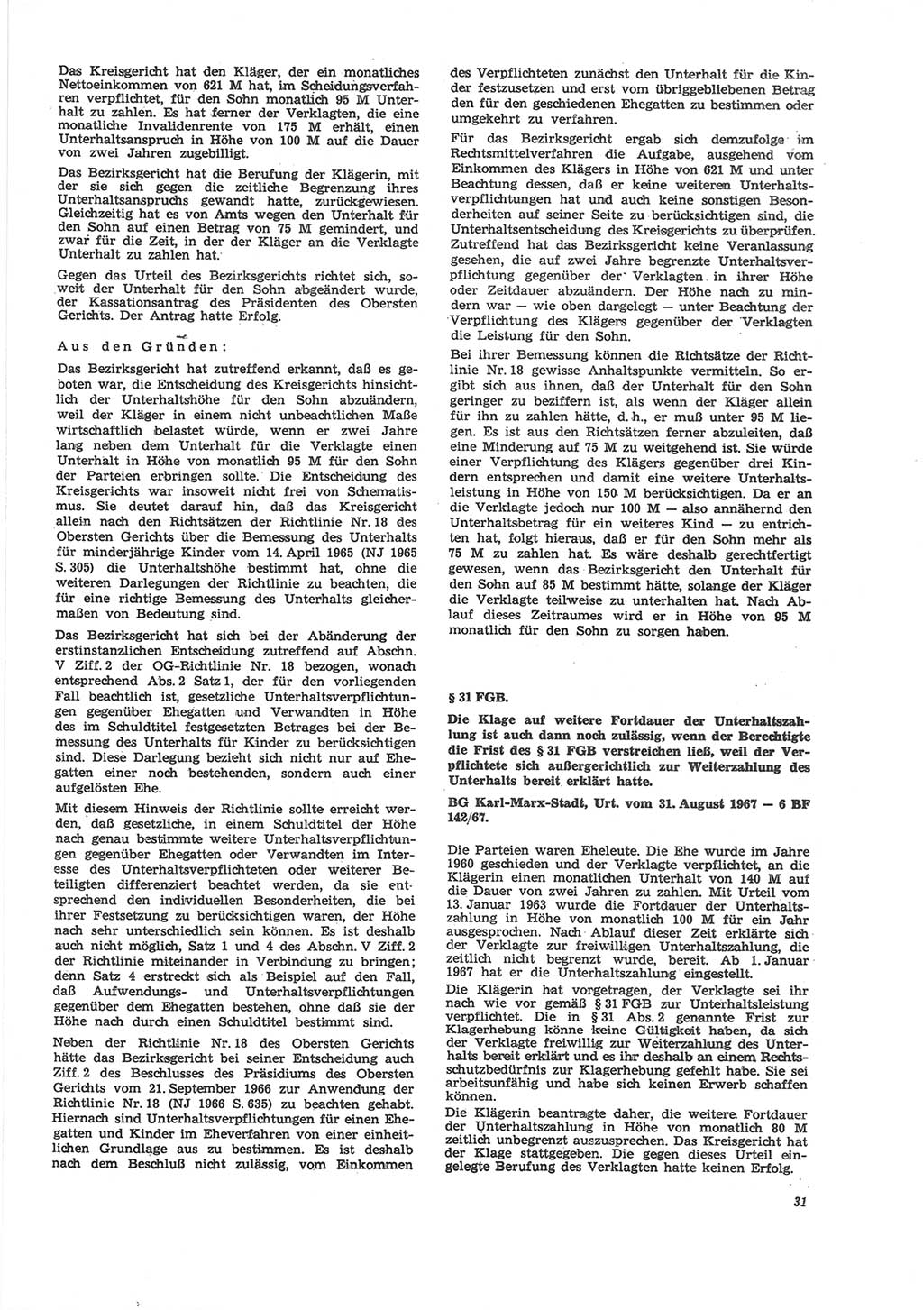 Neue Justiz (NJ), Zeitschrift für Recht und Rechtswissenschaft [Deutsche Demokratische Republik (DDR)], 24. Jahrgang 1970, Seite 31 (NJ DDR 1970, S. 31)