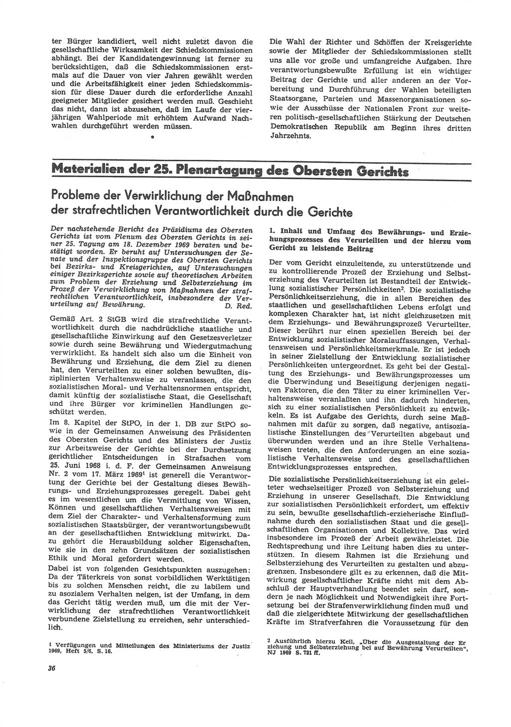 Neue Justiz (NJ), Zeitschrift für Recht und Rechtswissenschaft [Deutsche Demokratische Republik (DDR)], 24. Jahrgang 1970, Seite 36 (NJ DDR 1970, S. 36)