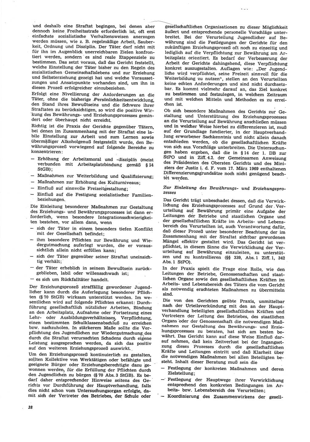 Neue Justiz (NJ), Zeitschrift für Recht und Rechtswissenschaft [Deutsche Demokratische Republik (DDR)], 24. Jahrgang 1970, Seite 38 (NJ DDR 1970, S. 38)