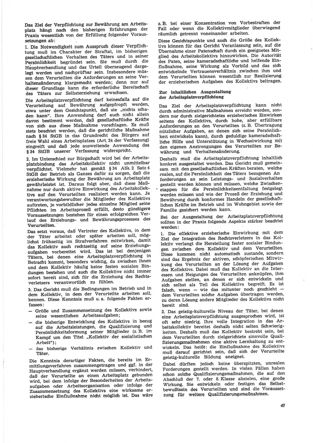 Neue Justiz (NJ), Zeitschrift für Recht und Rechtswissenschaft [Deutsche Demokratische Republik (DDR)], 24. Jahrgang 1970, Seite 47 (NJ DDR 1970, S. 47)