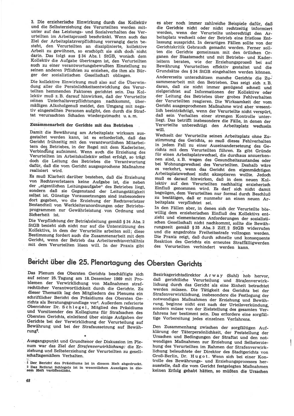 Neue Justiz (NJ), Zeitschrift für Recht und Rechtswissenschaft [Deutsche Demokratische Republik (DDR)], 24. Jahrgang 1970, Seite 48 (NJ DDR 1970, S. 48)