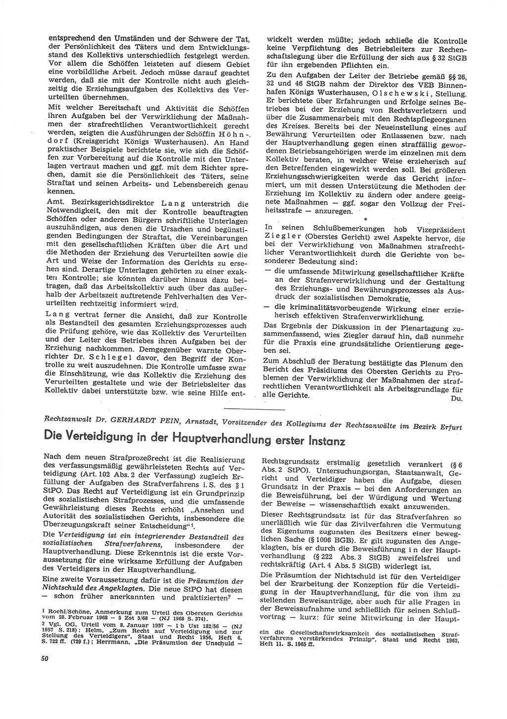 Neue Justiz (NJ), Zeitschrift für Recht und Rechtswissenschaft [Deutsche Demokratische Republik (DDR)], 24. Jahrgang 1970, Seite 50 (NJ DDR 1970, S. 50)