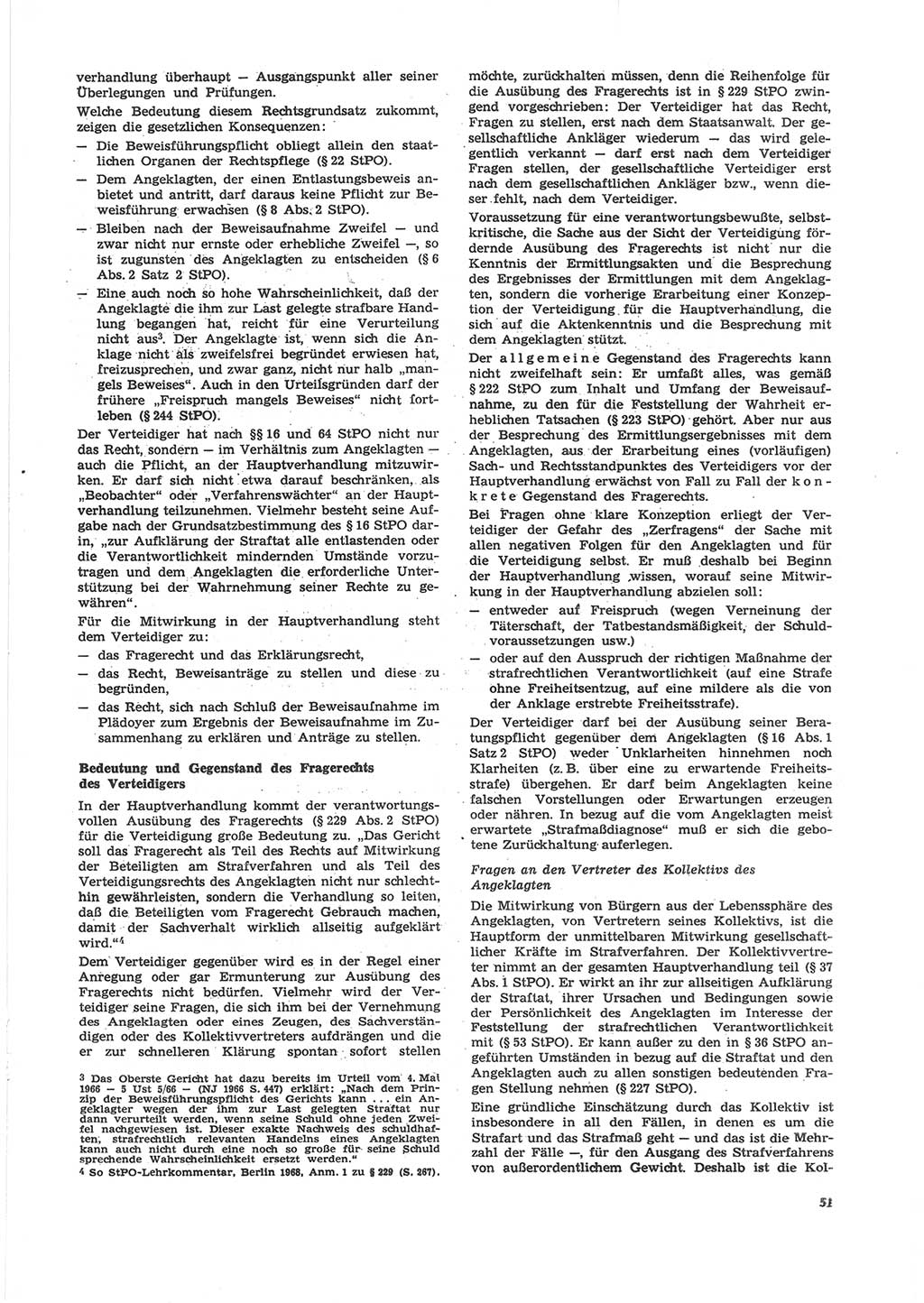 Neue Justiz (NJ), Zeitschrift für Recht und Rechtswissenschaft [Deutsche Demokratische Republik (DDR)], 24. Jahrgang 1970, Seite 51 (NJ DDR 1970, S. 51)
