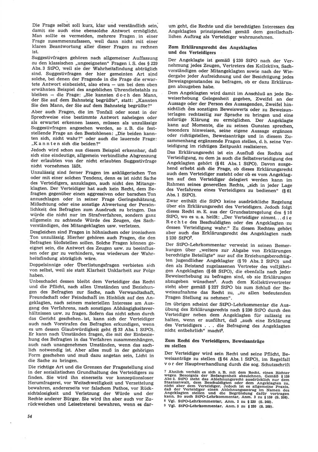 Neue Justiz (NJ), Zeitschrift für Recht und Rechtswissenschaft [Deutsche Demokratische Republik (DDR)], 24. Jahrgang 1970, Seite 54 (NJ DDR 1970, S. 54)