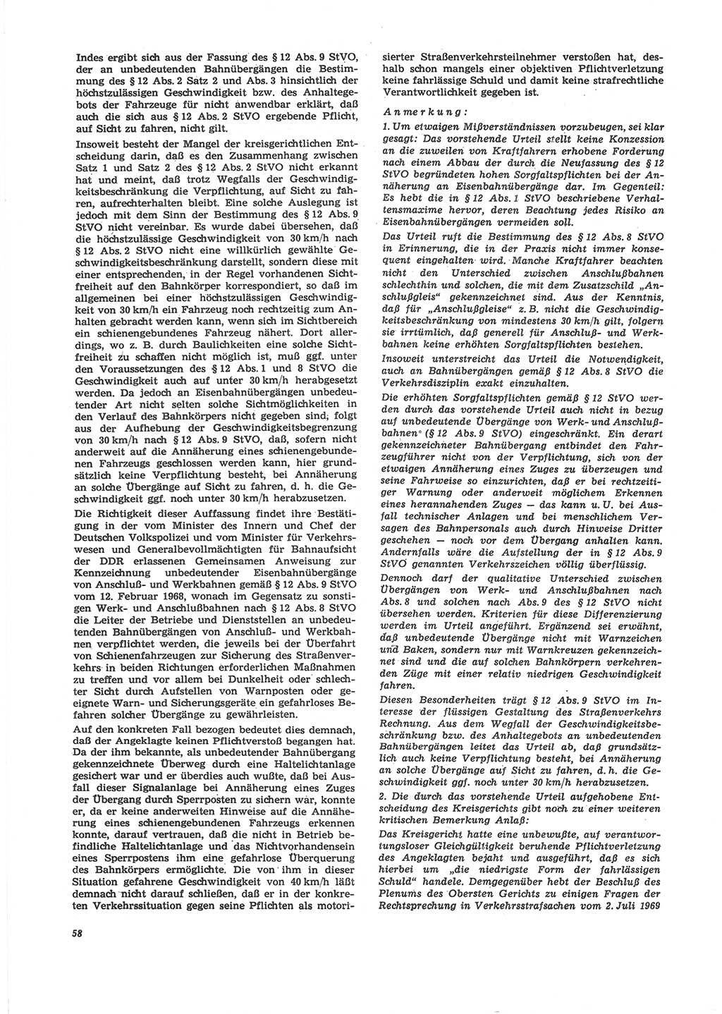 Neue Justiz (NJ), Zeitschrift für Recht und Rechtswissenschaft [Deutsche Demokratische Republik (DDR)], 24. Jahrgang 1970, Seite 58 (NJ DDR 1970, S. 58)