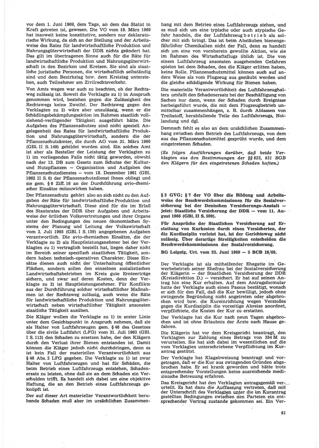 Neue Justiz (NJ), Zeitschrift für Recht und Rechtswissenschaft [Deutsche Demokratische Republik (DDR)], 24. Jahrgang 1970, Seite 61 (NJ DDR 1970, S. 61)