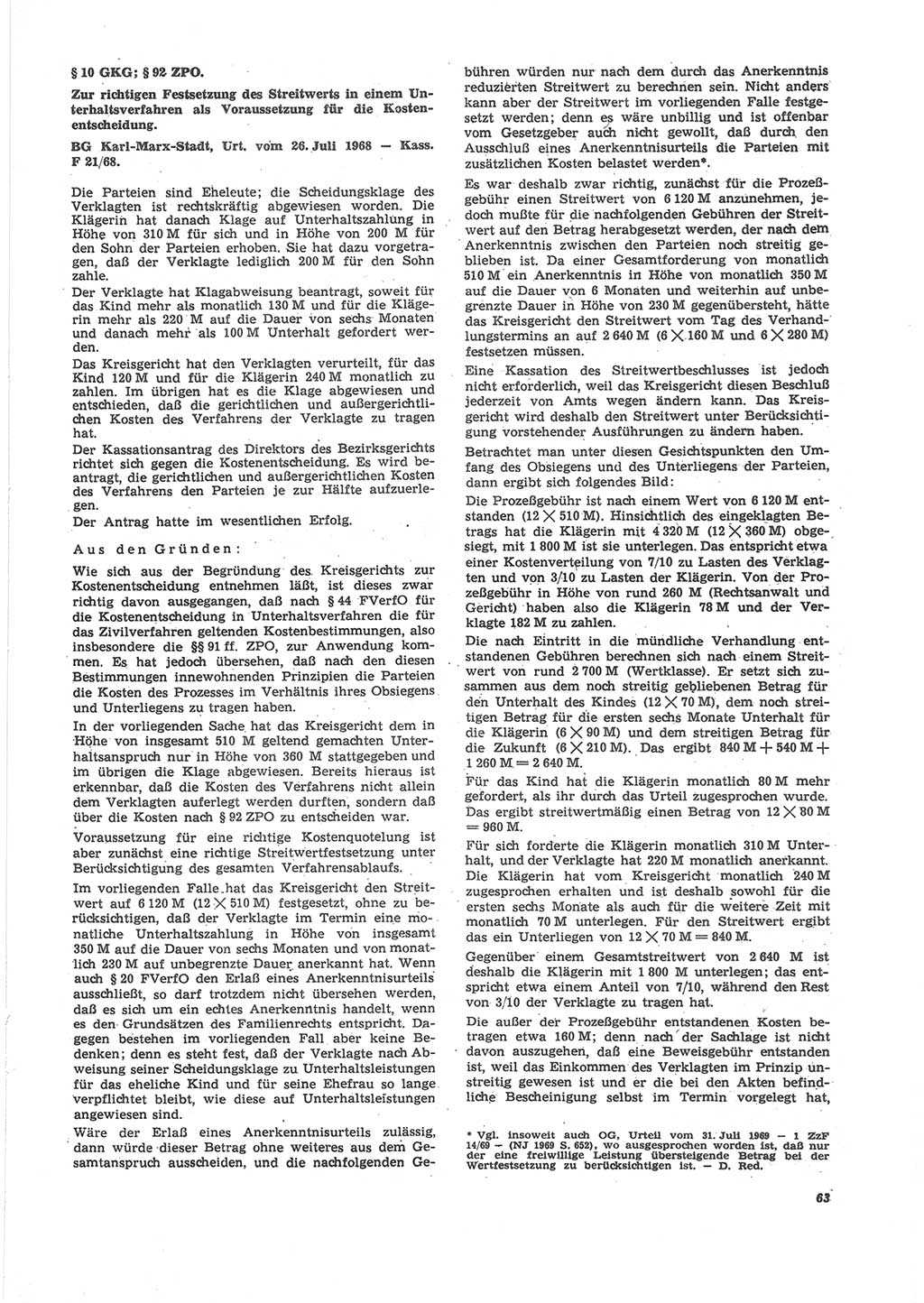 Neue Justiz (NJ), Zeitschrift für Recht und Rechtswissenschaft [Deutsche Demokratische Republik (DDR)], 24. Jahrgang 1970, Seite 63 (NJ DDR 1970, S. 63)
