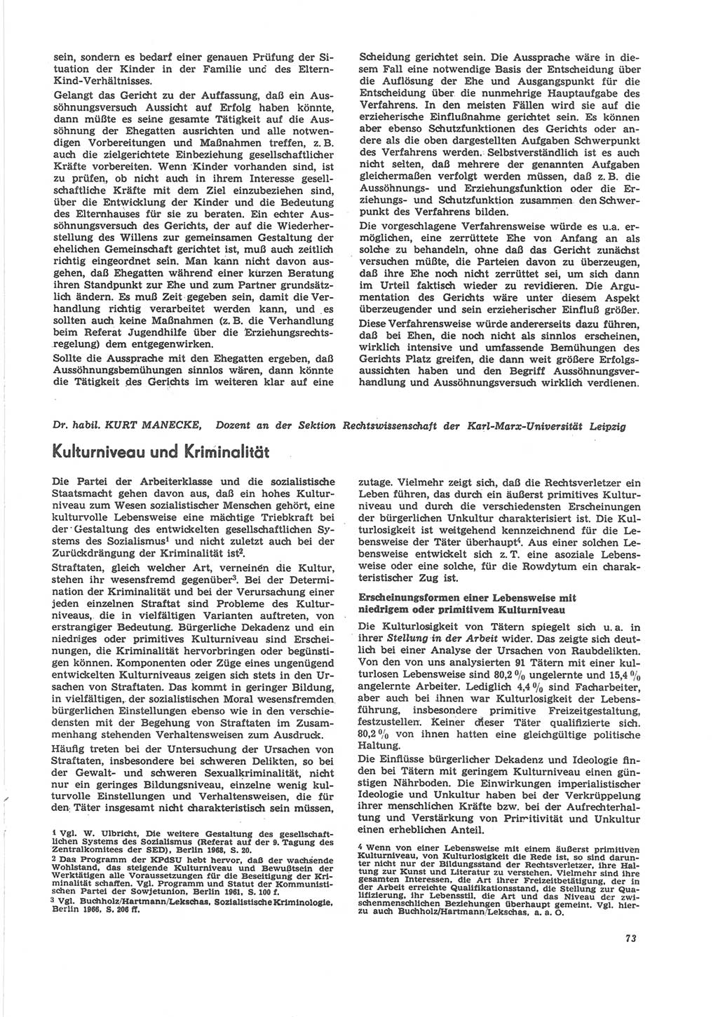 Neue Justiz (NJ), Zeitschrift für Recht und Rechtswissenschaft [Deutsche Demokratische Republik (DDR)], 24. Jahrgang 1970, Seite 73 (NJ DDR 1970, S. 73)