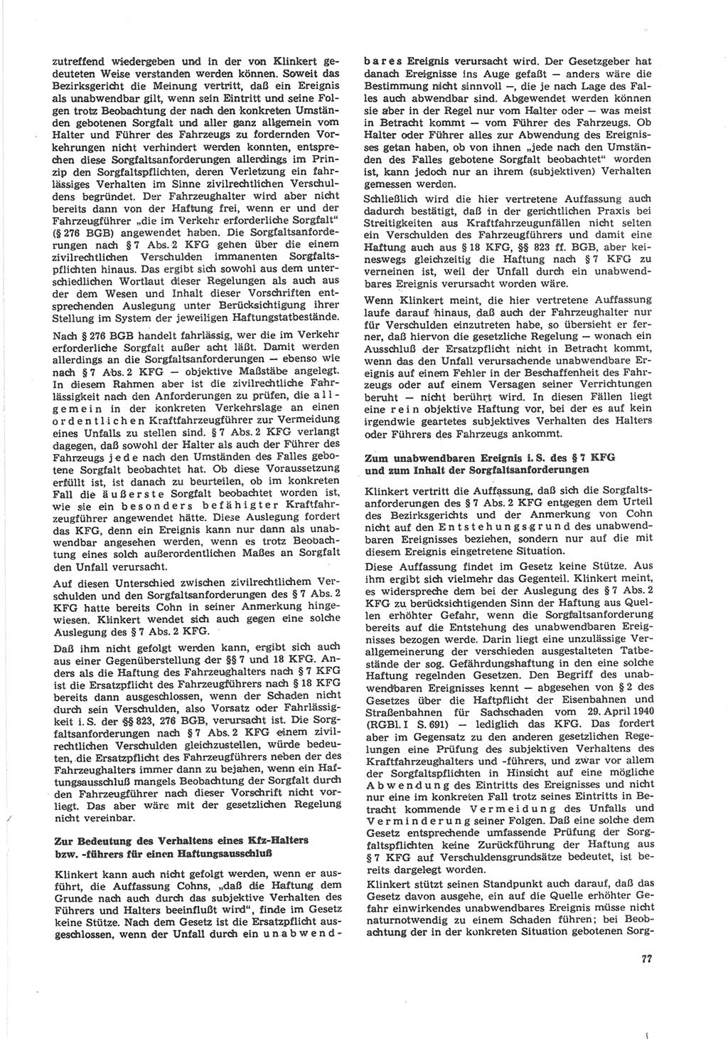 Neue Justiz (NJ), Zeitschrift für Recht und Rechtswissenschaft [Deutsche Demokratische Republik (DDR)], 24. Jahrgang 1970, Seite 77 (NJ DDR 1970, S. 77)