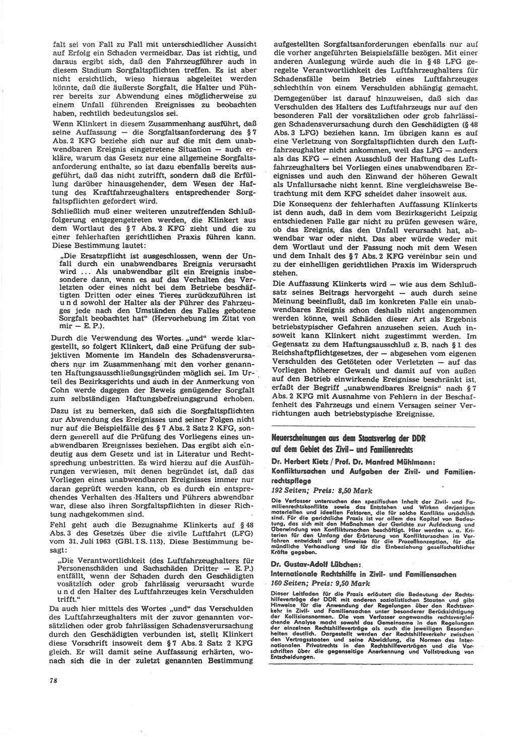 Neue Justiz (NJ), Zeitschrift für Recht und Rechtswissenschaft [Deutsche Demokratische Republik (DDR)], 24. Jahrgang 1970, Seite 78 (NJ DDR 1970, S. 78)