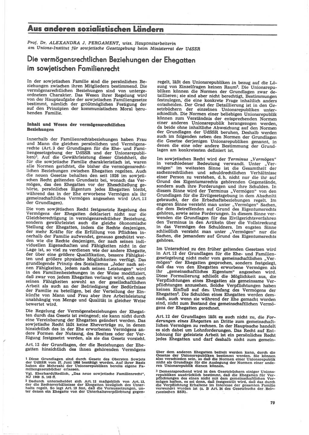 Neue Justiz (NJ), Zeitschrift für Recht und Rechtswissenschaft [Deutsche Demokratische Republik (DDR)], 24. Jahrgang 1970, Seite 79 (NJ DDR 1970, S. 79)