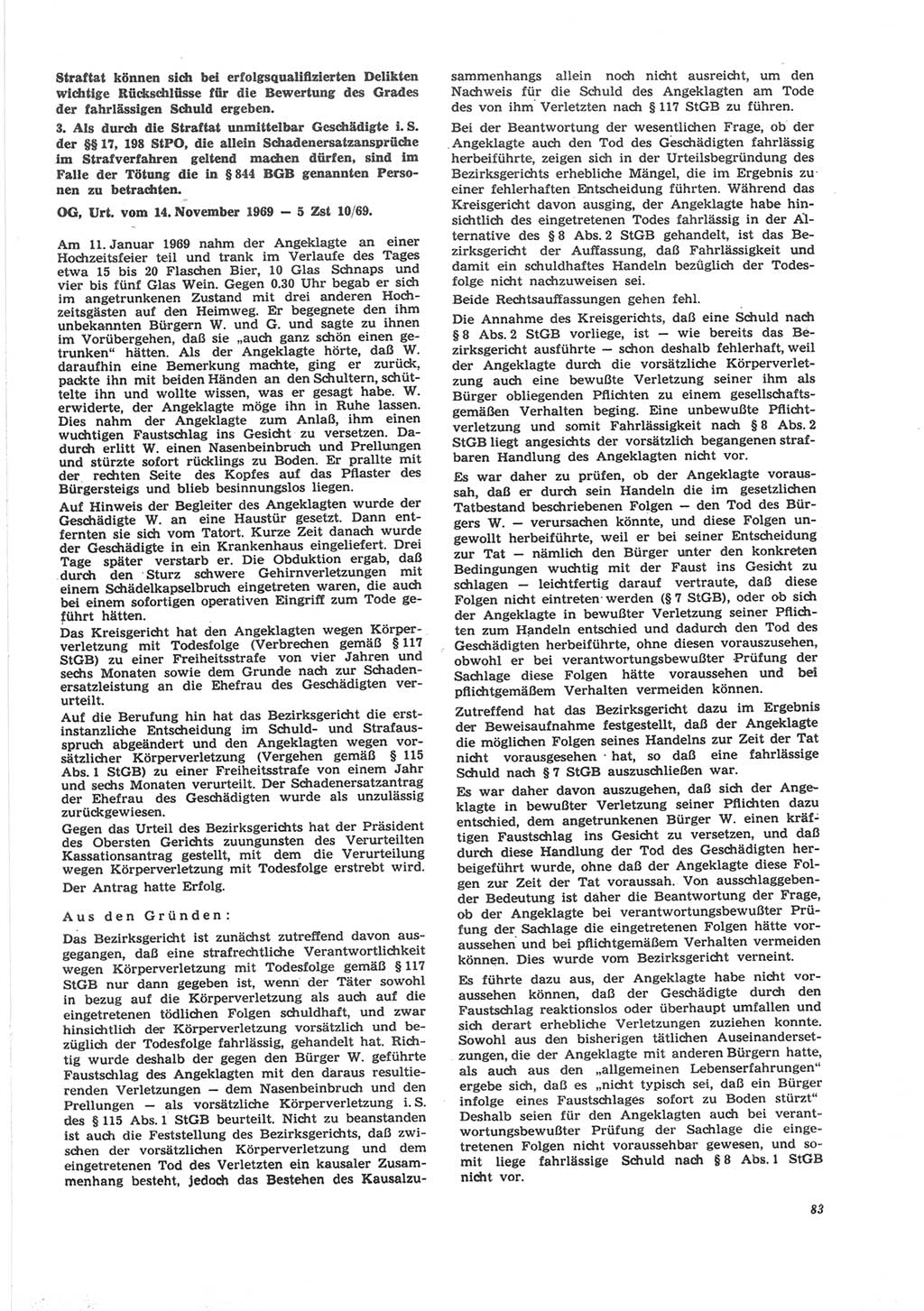 Neue Justiz (NJ), Zeitschrift für Recht und Rechtswissenschaft [Deutsche Demokratische Republik (DDR)], 24. Jahrgang 1970, Seite 83 (NJ DDR 1970, S. 83)