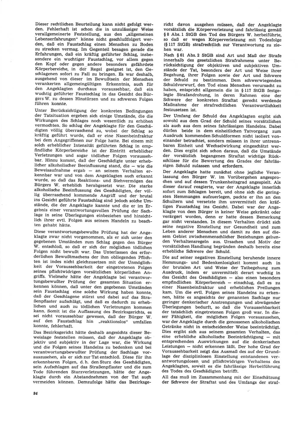 Neue Justiz (NJ), Zeitschrift für Recht und Rechtswissenschaft [Deutsche Demokratische Republik (DDR)], 24. Jahrgang 1970, Seite 84 (NJ DDR 1970, S. 84)