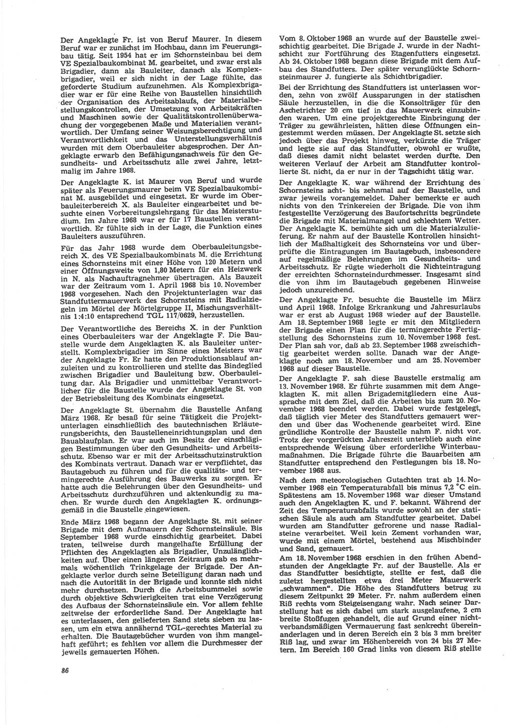 Neue Justiz (NJ), Zeitschrift für Recht und Rechtswissenschaft [Deutsche Demokratische Republik (DDR)], 24. Jahrgang 1970, Seite 86 (NJ DDR 1970, S. 86)