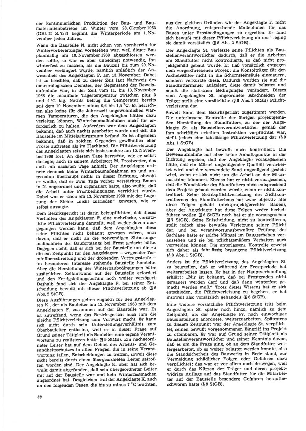 Neue Justiz (NJ), Zeitschrift für Recht und Rechtswissenschaft [Deutsche Demokratische Republik (DDR)], 24. Jahrgang 1970, Seite 88 (NJ DDR 1970, S. 88)