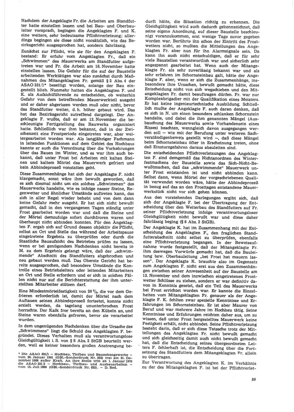 Neue Justiz (NJ), Zeitschrift für Recht und Rechtswissenschaft [Deutsche Demokratische Republik (DDR)], 24. Jahrgang 1970, Seite 89 (NJ DDR 1970, S. 89)