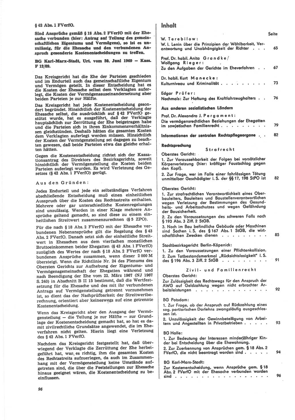 Neue Justiz (NJ), Zeitschrift für Recht und Rechtswissenschaft [Deutsche Demokratische Republik (DDR)], 24. Jahrgang 1970, Seite 96 (NJ DDR 1970, S. 96)